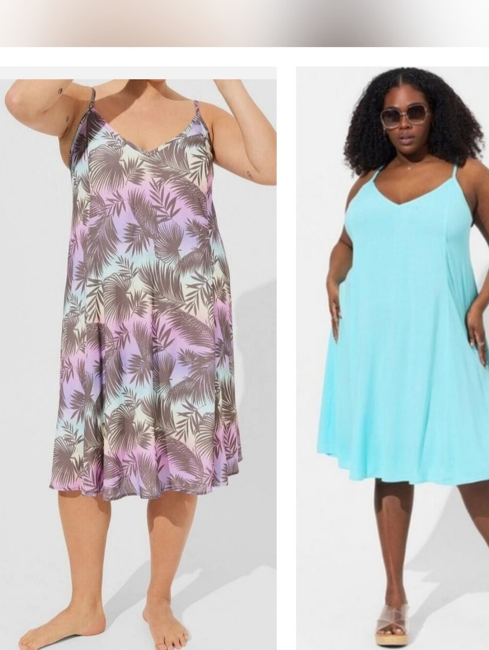 Two TORRID Midi Rayon Slub V Neck Cami Dresses